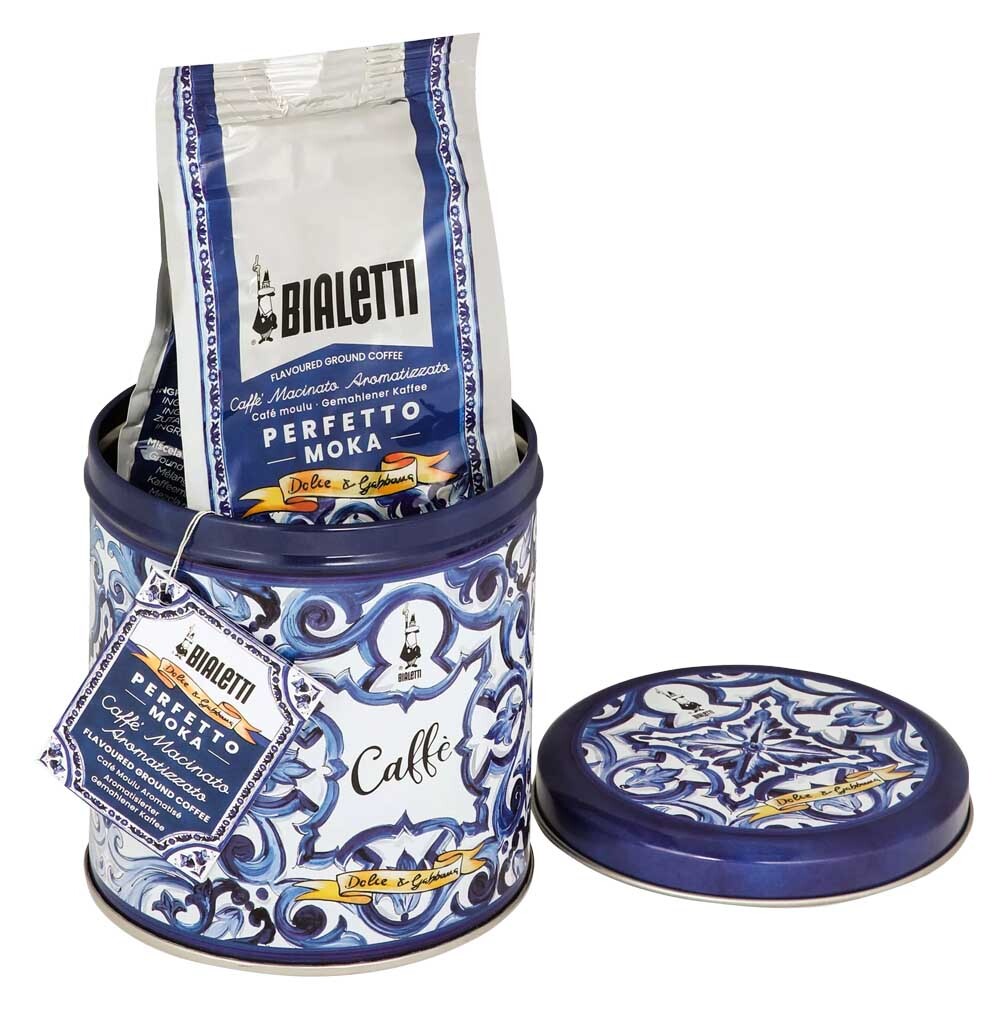 Bialetti Dolce & Gabbana Mediterranean Blue Moka Ground Coffee Tin 200g