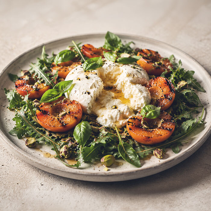 Peach,-Burrata-&-Hot-Honey-Salad